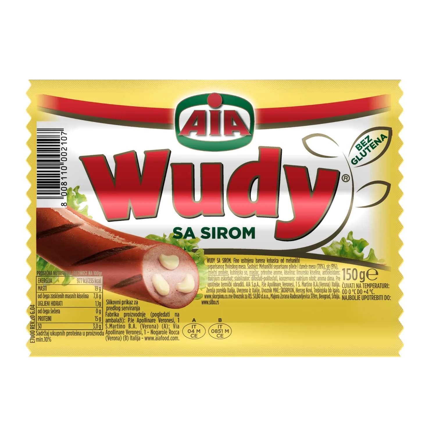 Aia wudy viršla sa sirom 150g