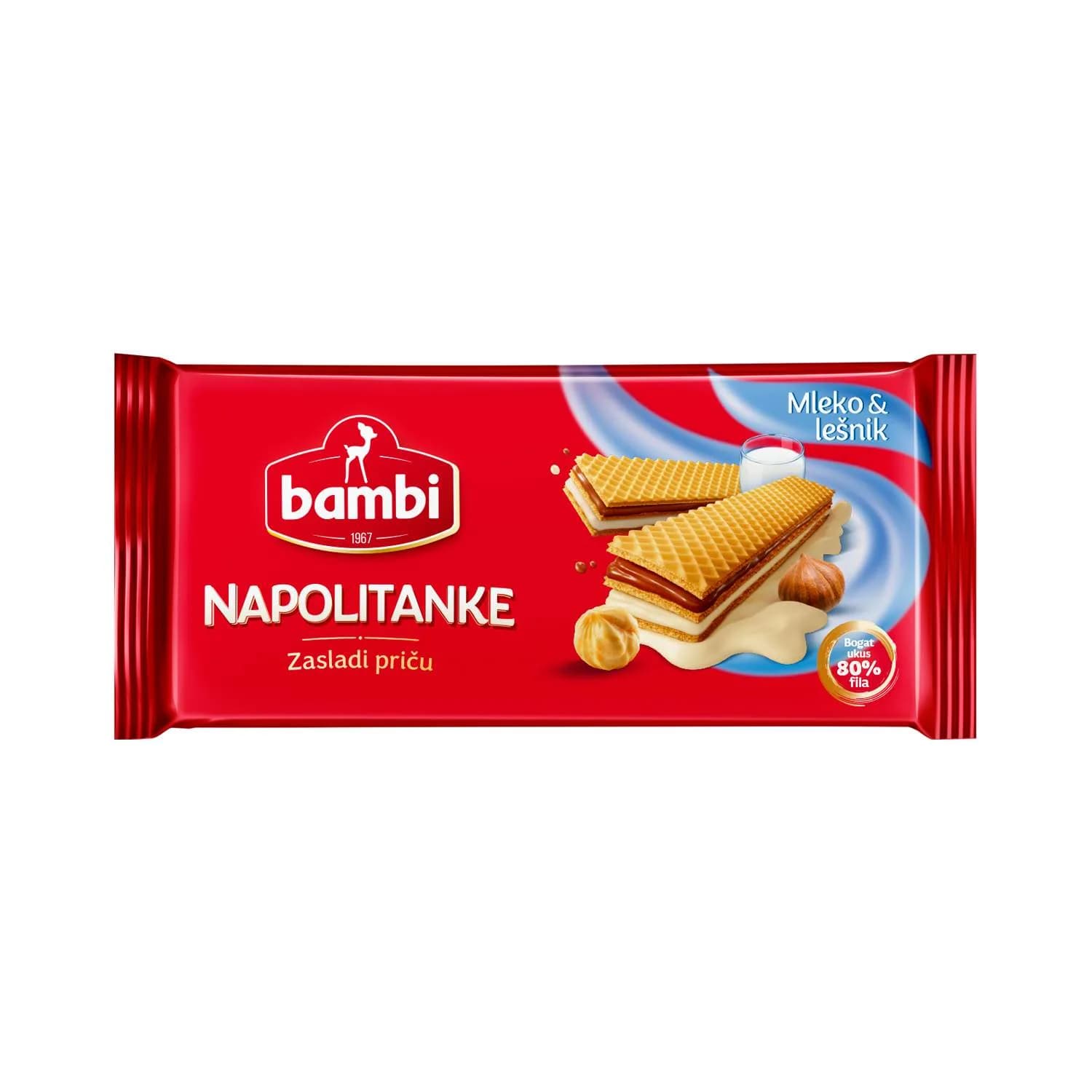 Bambi napolitanke mleko ilešnik 185g — Kokamar market Beograd