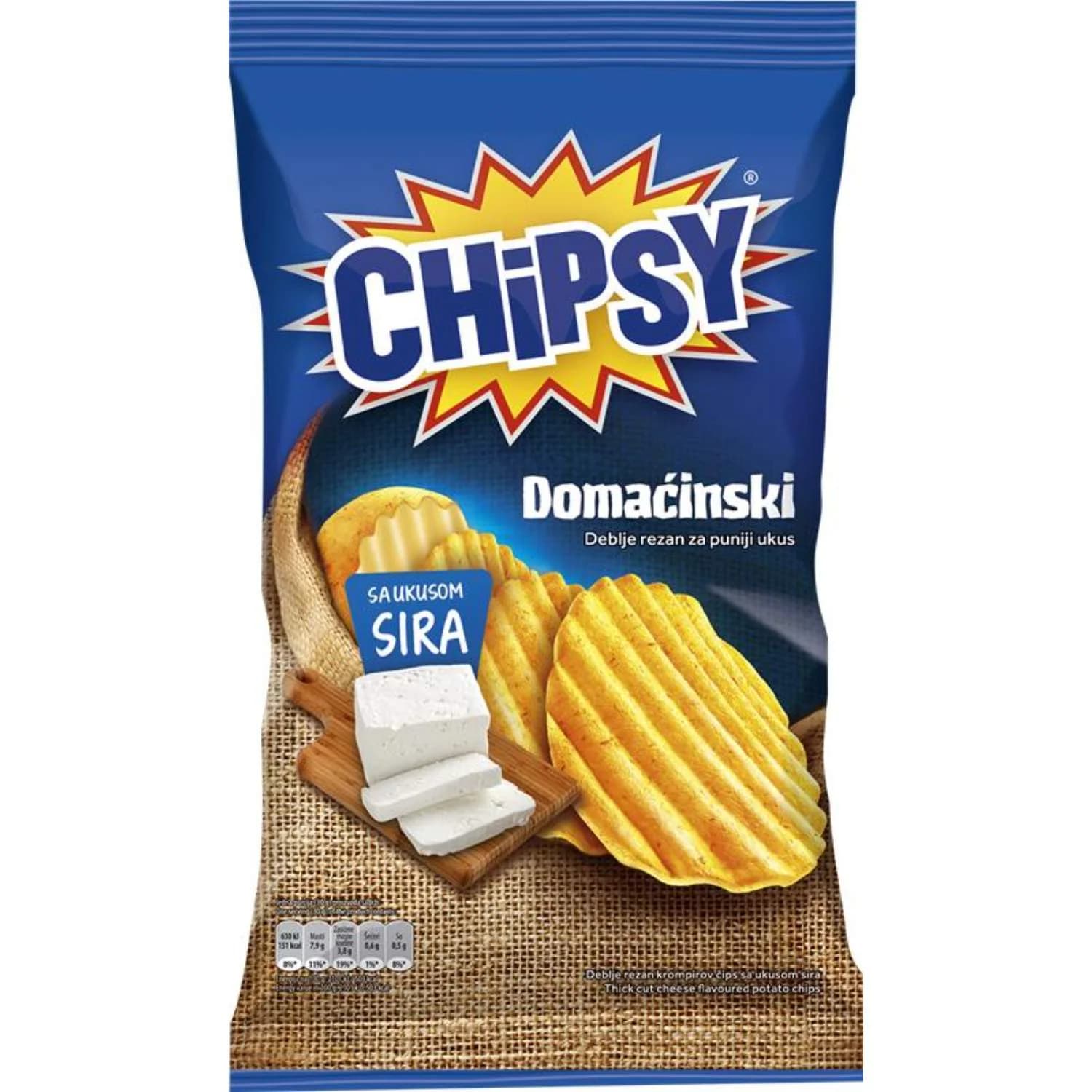 Chipsy Domaćinski sa ukusom sira 210g — Kokamar market Beograd