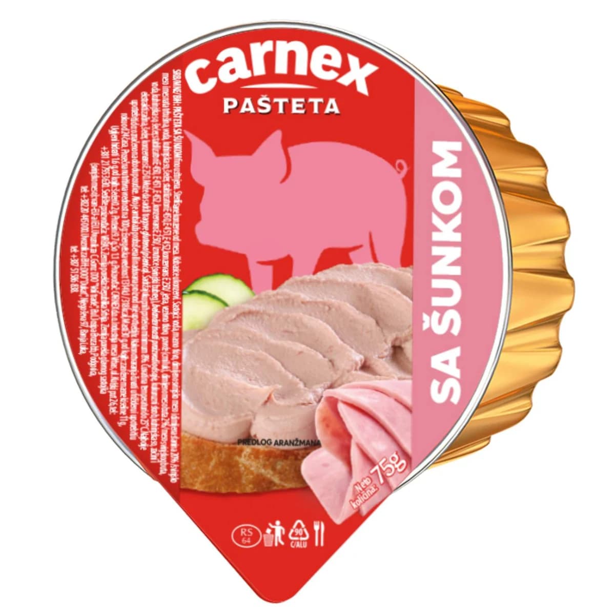 Carnex pašteta sa šunkom 75g — Kokamar market Beograd