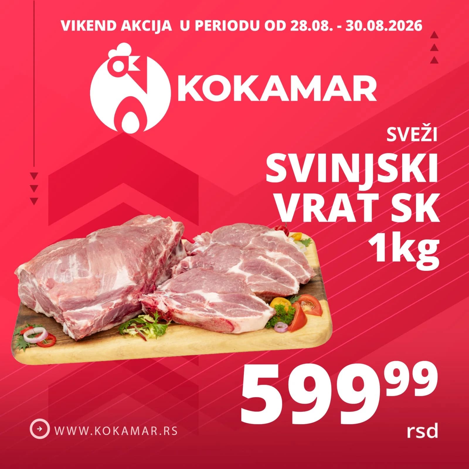 Vikend akcija Kokamar – sveža banana 1kg 129,99 rsd (28.08.–30.08.2026.)