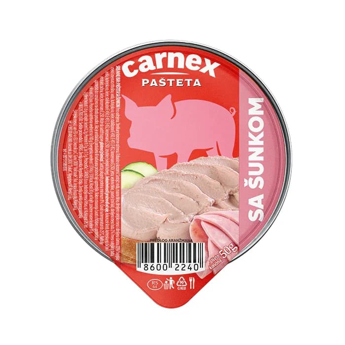 Carnex pašteta sa šunkom 50g — Kokamar market Beograd